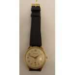 Accurist 9ct gold gentlemans wristwatch on a replacement leather strap