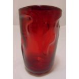 Whitefriars red knobbly glass vase, 21cm (h)