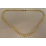 A single strand of graduated pearls with 9ct gold clasp