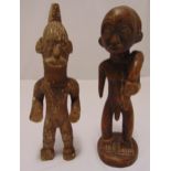 Two antique West African carved fertility figurines, tallest 36cm (h)