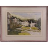 Roy Mason framed and glazed watercolour of a country village, 35 x 53cm