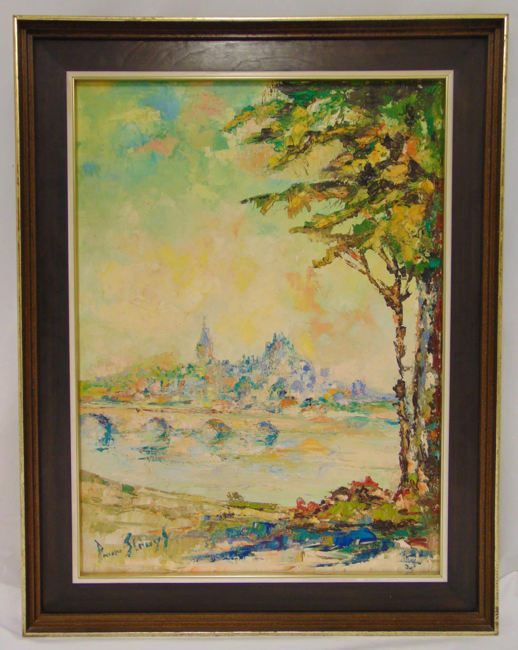 Pierre Struys framed oil on canvas titled Glen sur la Loire, signed bottom left, 81.5 x 60.5cm