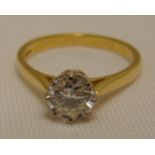 18ct gold diamond solitaire ring, diamond approx 1ct, approx total weight 4.0g