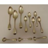 A quantity of hallmarked silver Fiddle and Thread flatware to include three Victorian table