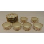 Dresden teaset for six place settings to include cups and saucers, the sides decorated with floral