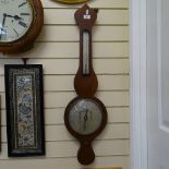 A 19th century mahogany banjo barometer, length 95cm