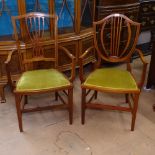 2 similar Edwardian satinwood-strung mahogany armchairs