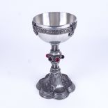 An alchemy pewter poison chalice, with embossed ivy decoration and set with "crystal poison ivy