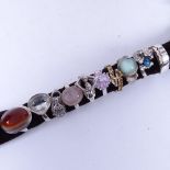 10 various silver and stone set costume rings