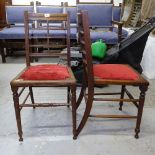 A pair of Arts and Crafts side chairs, with leather backs and turned legs