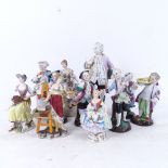 A group of 19th century and later Continental porcelain figures, tallest 19cm