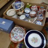Various ceramics, including Wedgwood Campana urn, Wedgwood Wild Strawberry vase, olive oil jar