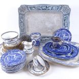 Spode Italian pattern side plates, Victorian blue and white plates, teaware etc