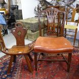 A Georgian Hepplewhite design mahogany side chair, and a stained pine stool (2)