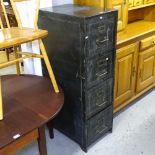 A Victorian metal 4-drawer filing cabinet, W44cm, H134cm