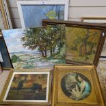 A collection of oil on canvases and boards, and various prints (6)