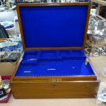 A Victorian mahogany cutlery box with fitted tray, width 47cm