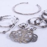 Assorted silver Viking design jewellery, to include earrings, bangles and a brooch