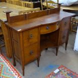 A late Victorian shallow bow-front sideboard/console stand, in the manner of George Walton,