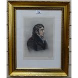 Charles Turner, print, portrait of J M W Turner, published 1924, image 11.5" x 8.5", framed