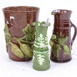 2 Rye Pottery Hop Ware items, comprising beaker, jug and vase, largest height 11.5cm (3)