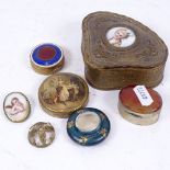 Various jewel boxes and trinket boxes, cherub porcelain panel brooch etc