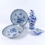 Various Chinese blue and white ceramics, including dragon jar and cover with 4-character mark, Dog