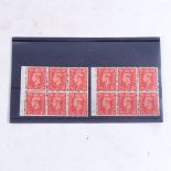 POSTAGE STAMPS - GB - 1951 two pence halfpenny 2 mint booklet panes, one with cylinder number 70,