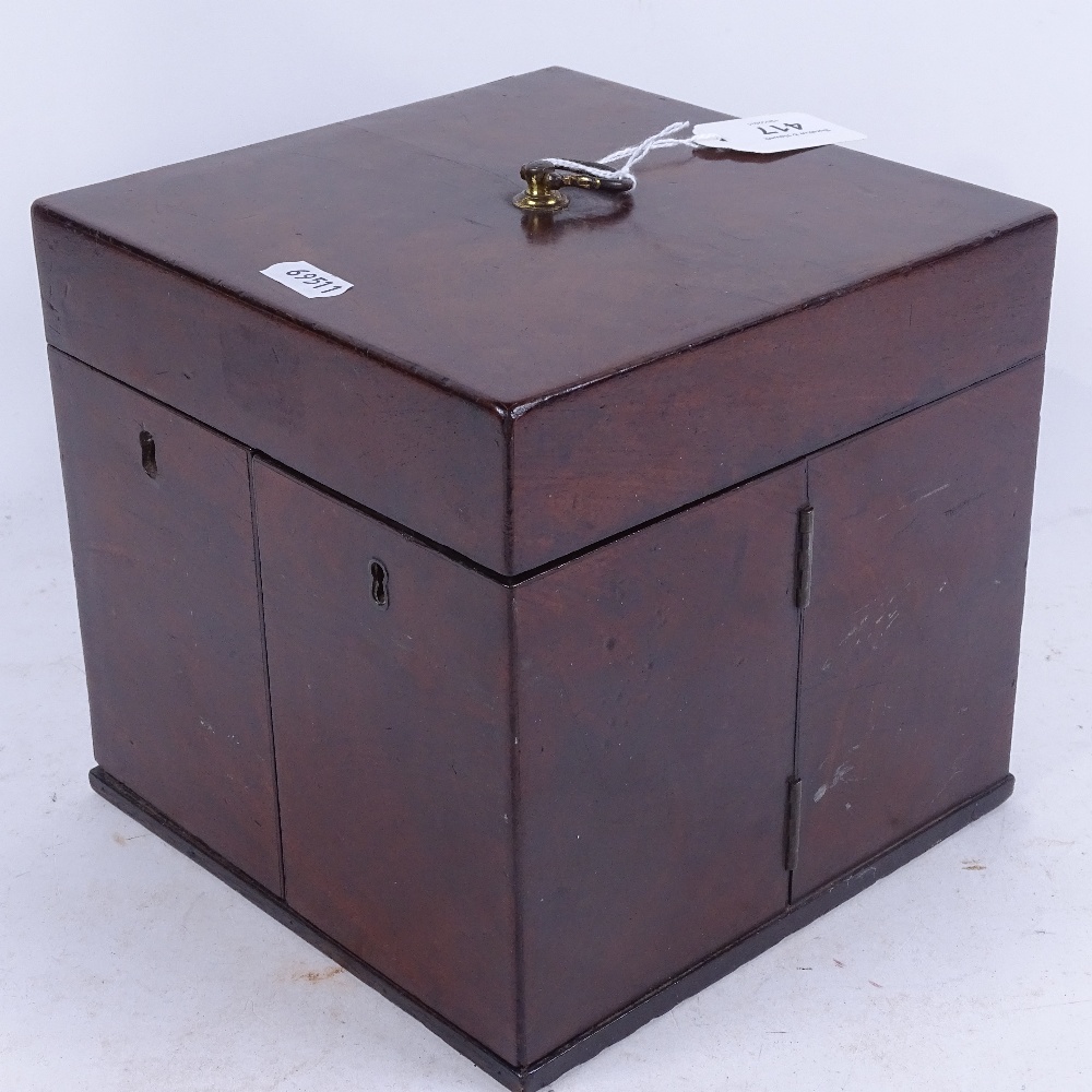 A 19th century walnut travelling Apothecary's cabinet, with sectioned fold-out interior and 3 - Image 2 of 2