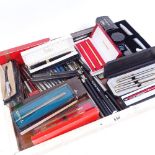 A large quantity of various pens, propelling pencils and writing accessories, including Parker 17,