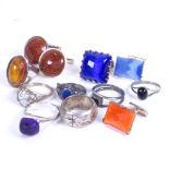 7 various silver dress rings, 2 pairs of cufflinks etc