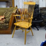 A handmade ash and beech stick-back armchair, stamped LP.30.7.94CH to rear of seat