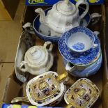 Mason's ironstone china plates, Staffordshire groups etc (2 boxes)