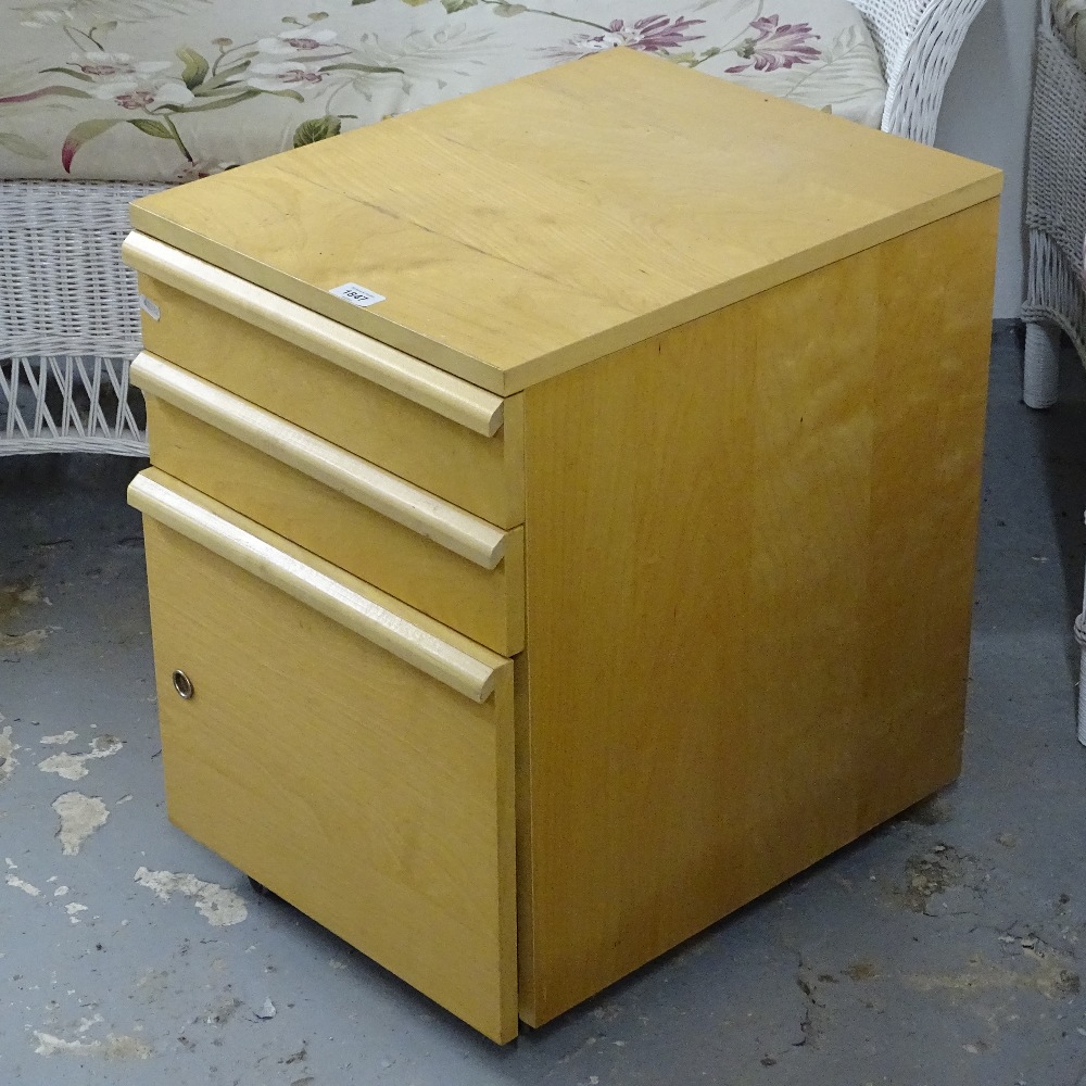 A modern beech 3-drawer office cabinet of small size, W40cm