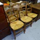 A set of 6 French beech ladder-back dining chairs