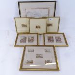 A 19th century framed map of Kent, height 32cm overall, 5 miniature Baxter prints in single frame,