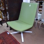 A contemporary design Connection lime green high-back swivel lounge chair, with maker's label