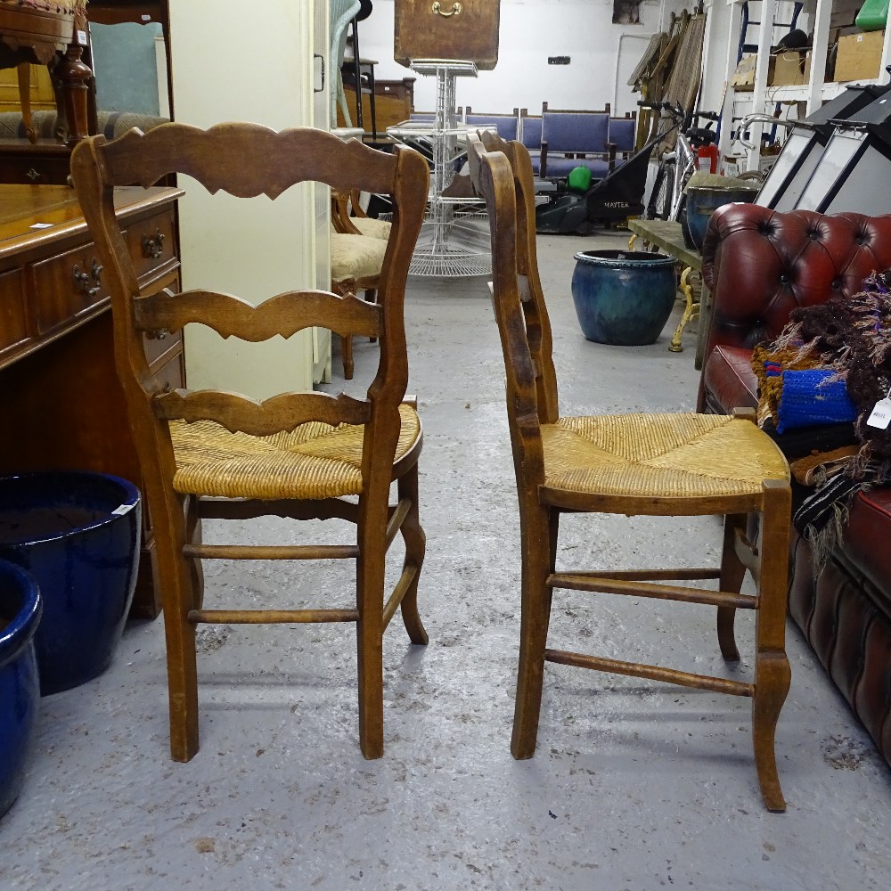 A set of 6 French beech ladder-back dining chairs - Image 2 of 2