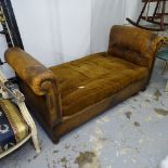 An early 20th century studded leather upholstered Continental daybed