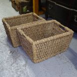 A pair of rush baskets
