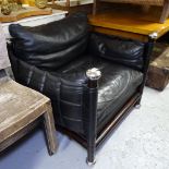 THEODORE ALEXANDER - a black leather upholstered Club chair