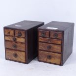 A pair of 5-drawer table-top jewellery chests, height 12.5cm