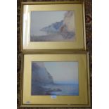 J White, a pair of watercolours, coastal views, 40cm x 52cm
