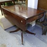 A William IV mahogany Pembroke table on sabre leg base, W90cm