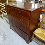 A 19th century mahogany and satinwood-banded 5-drawer chest, on bracket feet (A/F), W106cm