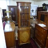 A reproduction walnut corner display cabinet, W63cm, H183cm