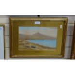 A Stewart, watercolour, Goat Fell, Arran, gilt-gesso frame, 34cm x 43cm
