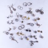 25 pairs of assorted silver and stone set earrings