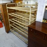 A Vintage iron-framed baker's rack, W148cm, H168cm
