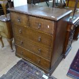 A 1920s oak chest of 2 short and 3 long drawers, on bracket feet, W80cm, H90cm, D48cm